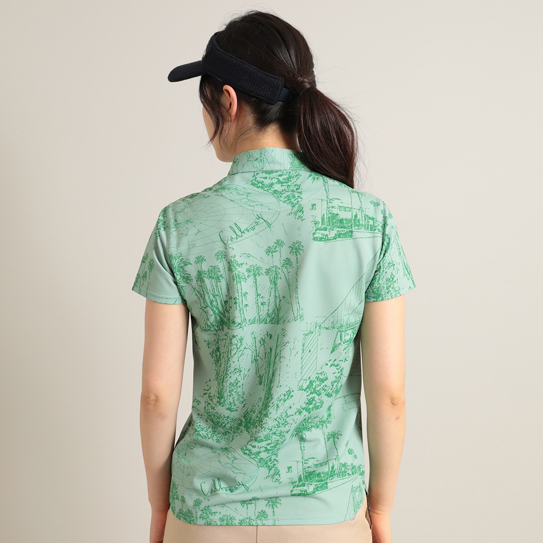 線画アートプリントカノコ半袖シャツ (WOMENS) | トップス