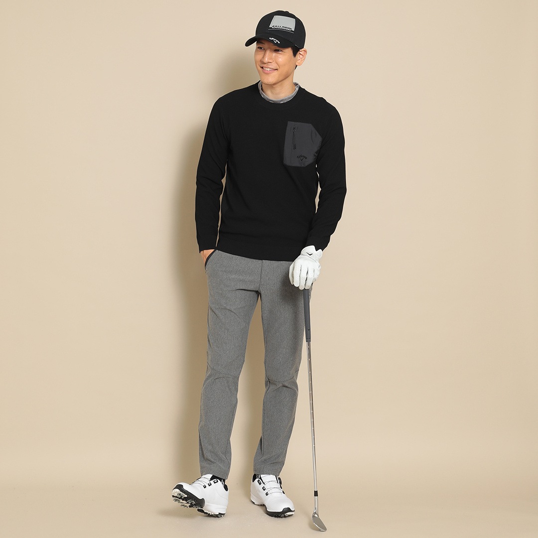 CALLAWAY タックカノコ編み クルーネックニット (MENS) | トップス