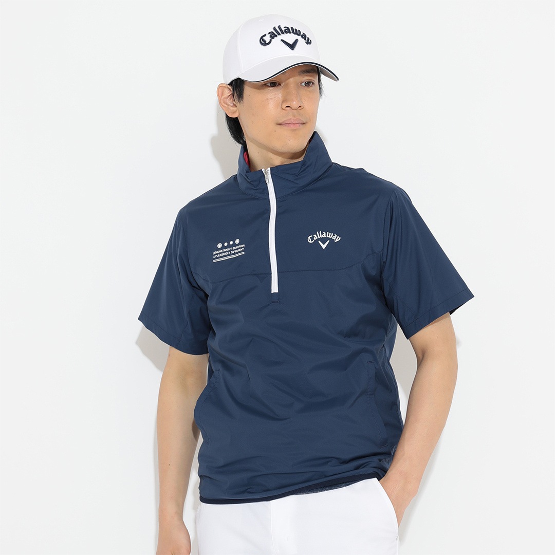 CALLAWAY ストレッチリップストップ半袖ハーフジップブルゾン (MENS