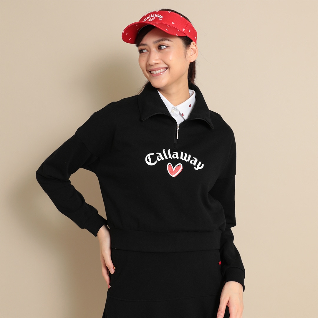 CALLAWAY ハートプリント裏毛ハーフジップスウェット (WOMENS