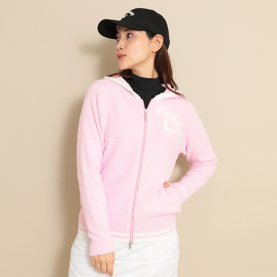 CALLAWAY インターシャモール フルジップニットパーカー (WOMENS