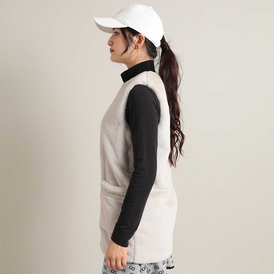 CALLAWAY RED LABEL エコファーフルジップロングベスト (WOMENS