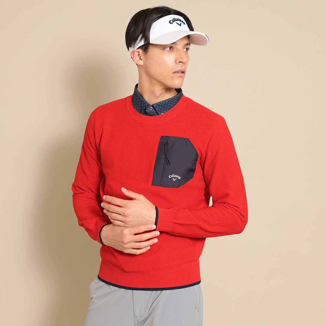 CALLAWAY タックカノコ編み クルーネックニット (MENS) | トップス