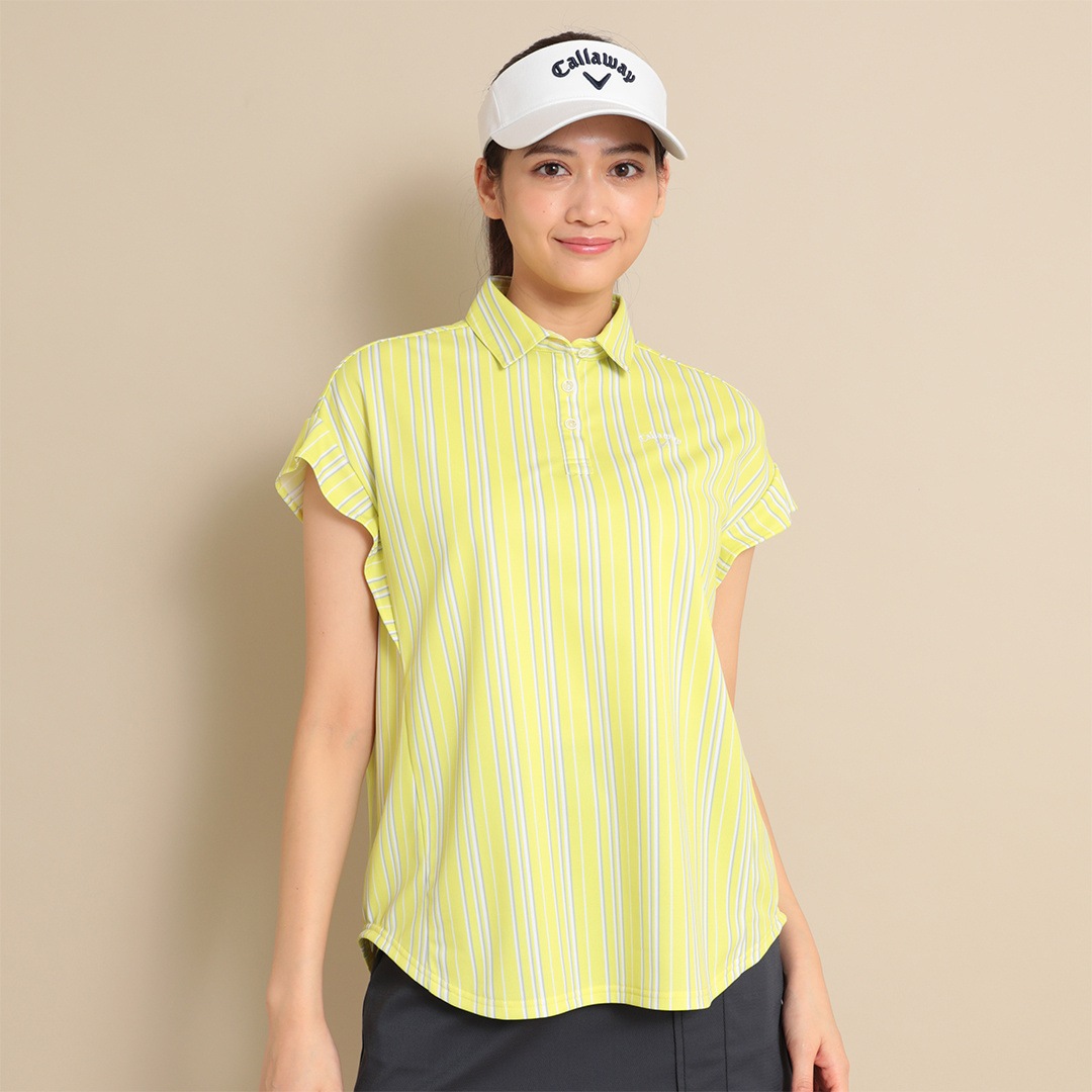 CALLAWAY マルチストライププリント鬼カノコ半袖シャツ(WOMENS