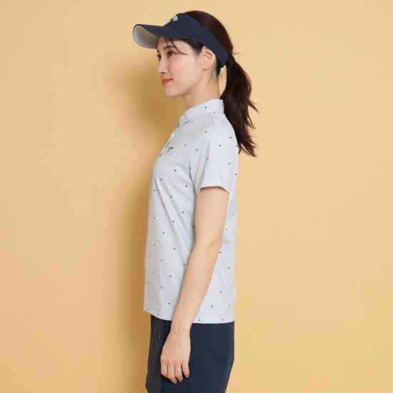 ポリエステルカノコ千鳥柄半袖シャツ (WOMENS)