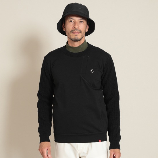 ウールスムースドッキングクルーネックニット (MENS)