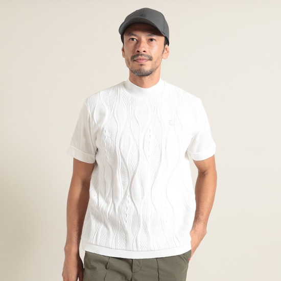 ニットドッキング半袖モックネックシャツ (MENS)