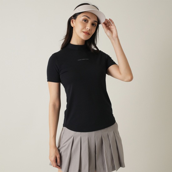 ソフトタッチ ロゴプリント 半袖モック(WOMENS)