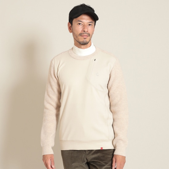 ウールスムースドッキングクルーネックニット (MENS)