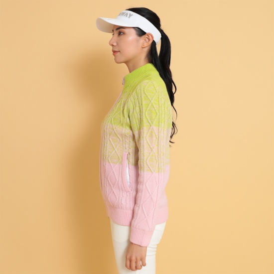 裏地付ラメ入りフルジップニット (WOMENS)