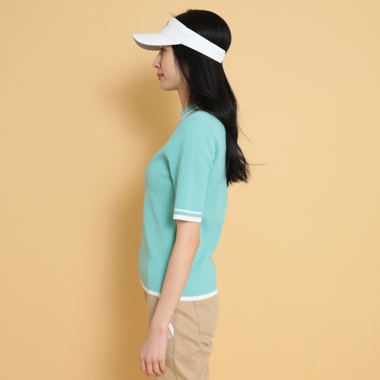 半袖モックネックリブニット (WOMENS)