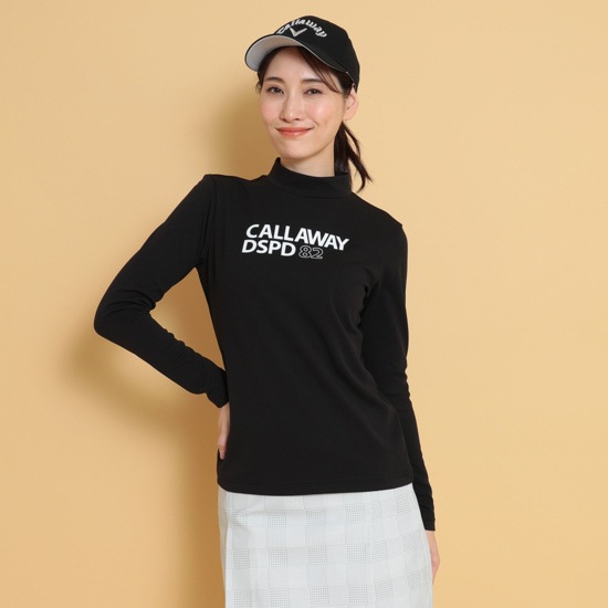 ポリエステルニットピケ長袖モックネックシャツ (WOMENS)